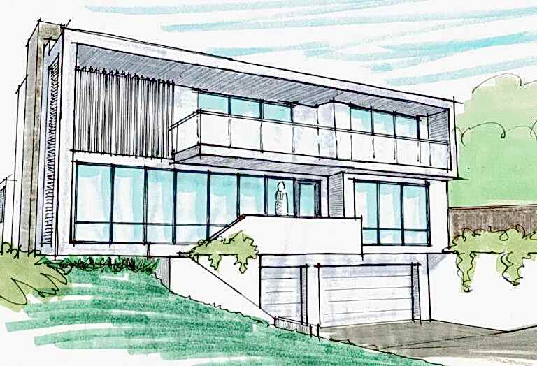 Sloping Block Elevation Drawing